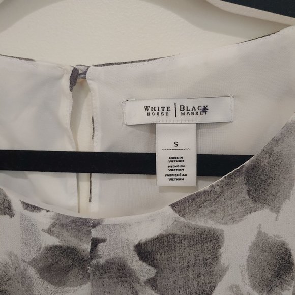 White House Black Market Abstract Leaf Print Sleeveless Lined Blouse (S) - Picture 2 of 4